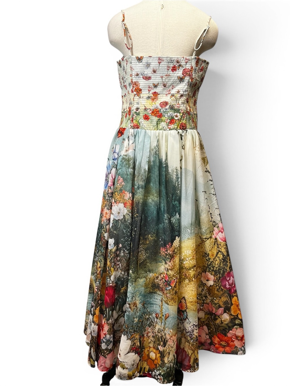 Anthropologie The Muse Floral Landscape Romantic Art to Wear Midi Dress Large - Picture 4 of 12